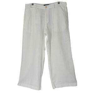 Vintage Ralph Lauren Wide Leg 100% Linen Pants White Beachy Coastal Old Money 14